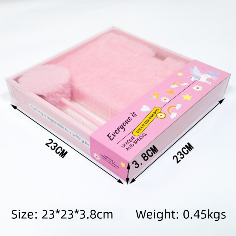 Pink Plush A5 Notebook and Pom Pom Pen Gift Box with Privacy Lock & Key - Soft Faux Fur Diary, Secure Personal Journal, Perfect Gift-Ready Stationery for Kids and Teens Kemu |Fashion Home Kitchen Beauty