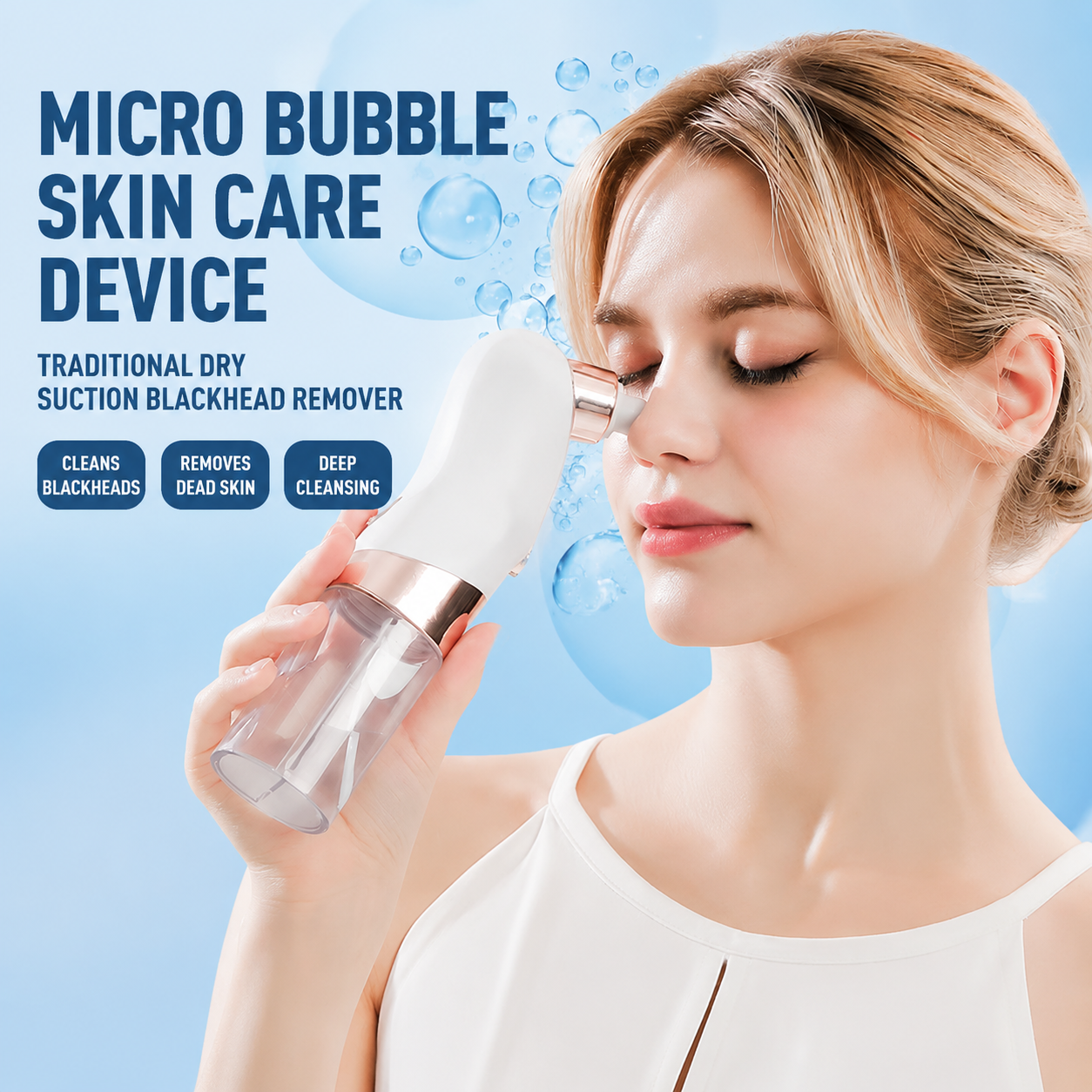 Microbubble Oxygen Hydration Facial Pore Cleanser and Black Silicone Scalp Massage Scrubber Set with Waste Separation Design, 3 Level Vacumn Suction and 6 Replaceable Heads - Full Body Care Routine for Face Pore Cleaning and Scalp Massage
