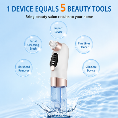 2-in-1 Microbubble Oxygen Hydration Facial Pore Cleaner with Waste Separation Design, 3 Level Suction and 6 Replaceable Heads - Vacumn Pore Cleanser and Microbubble Oxygen Hydration Device for Home & Travel Skincare