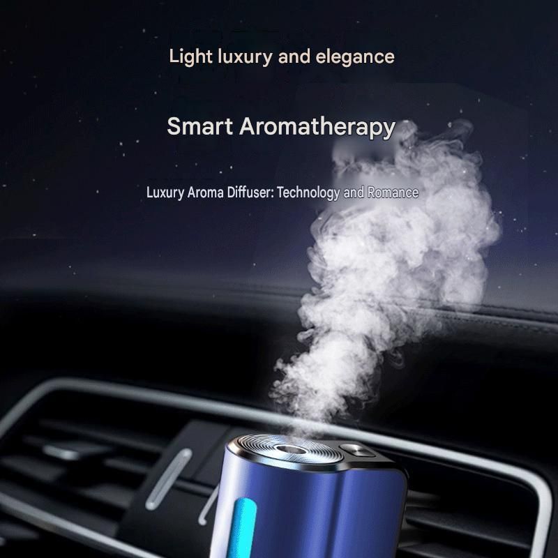 Blue Car Vent Air Freshener Diffuser (Includes a 10ml empty essential oil bottle) 3-Speed Adjustable Aroma Atomiser – Compact Aluminum Alloy USB Essential Oil Car Fragrance Clip