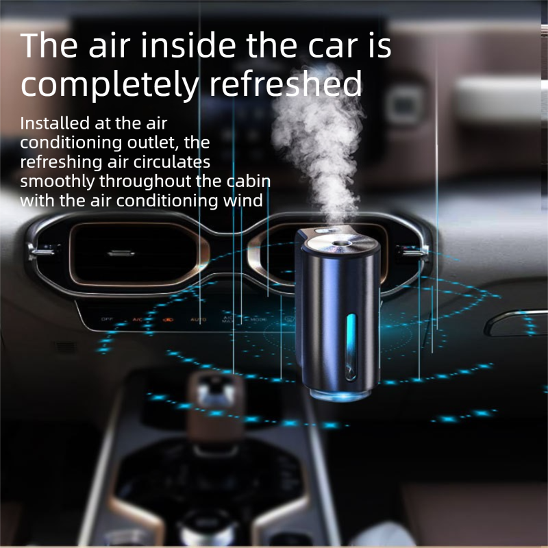 Green Car Vent Air Freshener Diffuser (Includes a 10ml empty essential oil bottle) 3-Speed Adjustable Aroma Atomiser – Compact Aluminum Alloy USB Essential Oil Car Fragrance Clip