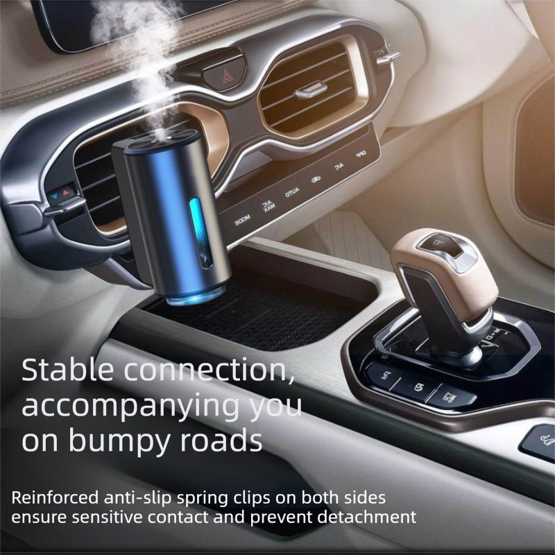 Silvery Car Vent Air Freshener Diffuser (Includes a 10ml empty essential oil bottle) 3-Speed Adjustable Aroma Atomiser – Compact Aluminum Alloy USB Essential Oil Car Fragrance Clip