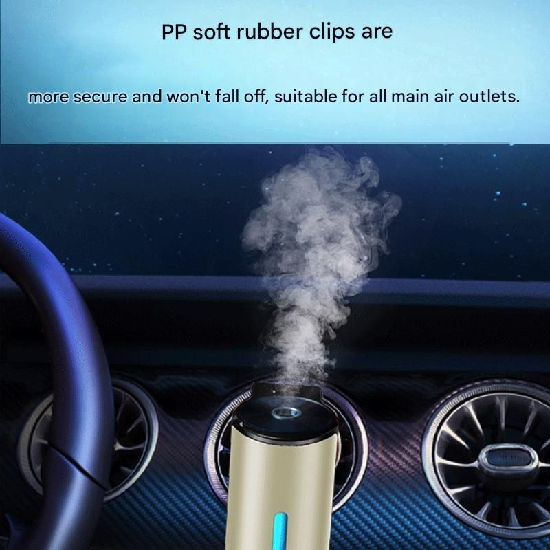 Silvery Car Vent Air Freshener Diffuser (Includes a 10ml empty essential oil bottle) 3-Speed Adjustable Aroma Atomiser – Compact Aluminum Alloy USB Essential Oil Car Fragrance Clip
