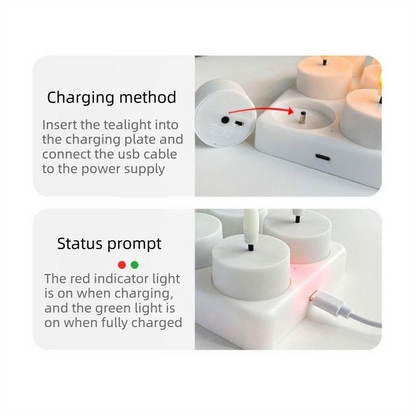 LED Rechargeable Flameless Candle Night Light Set (4 Units, with Lampshade)– USB Charging Decorative Tea Light Ambient Lighting for Christmas & Home Decor