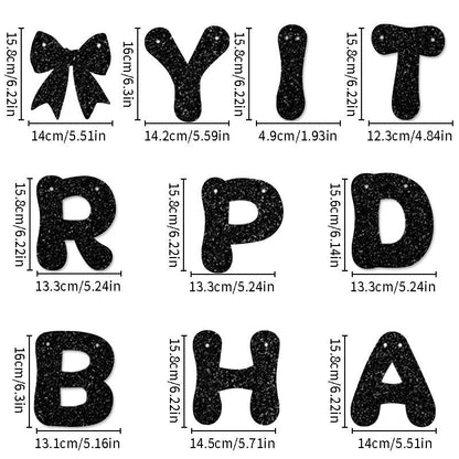 Golden Glitter Happy Birthday Banner and Cake Topper Set - Bow Decoration Birthday Party , Hanging Bunting with Sticks and Tape for Home Celebration Kemu |Fashion Home Kitchen Beauty