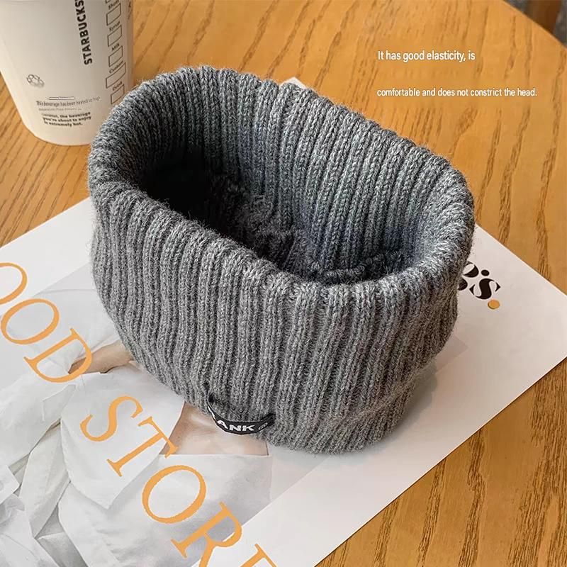 Grey Women's Knitted Headkerchief- Soft Yarn Wide Ear Warmer Head Wrap, Stretchy Non-Slip Forehead Protector for Sports, Yoga, Postpartum Care and Winter Outdoor Activities