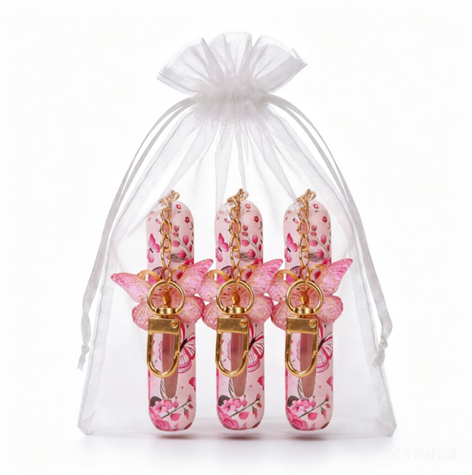3 Pack Light Pink 5ml Portable Perfume Atomizer Keychain Butterfly Charm Floral Refillable Travel Spray Bottle Set - Same Design Kemu |Fashion Home Kitchen Beauty