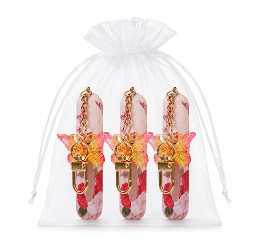3 Pack Red 5ml Portable Perfume Atomizer Keychain Butterfly Charm Floral Refillable Travel Spray Bottle Set - Same Design Kemu |Fashion Home Kitchen Beauty