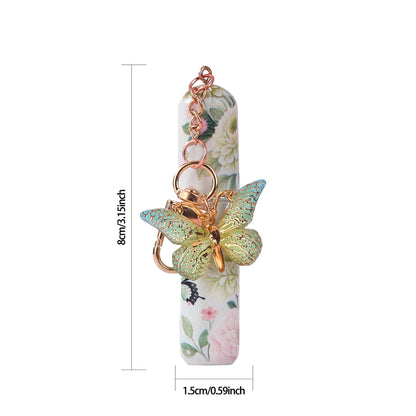 3 Pack Red 5ml Portable Perfume Atomizer Keychain Butterfly Charm Floral Refillable Travel Spray Bottle Set - Same Design