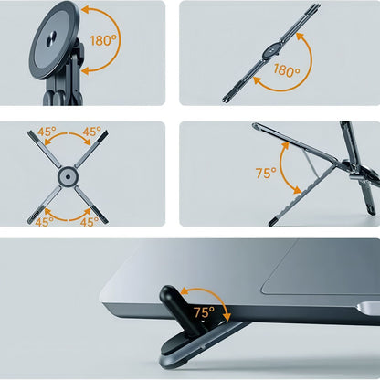 Grayish blue Foldable Magnetic Phone & Tablet Stand Aluminium Alloy Laptop Holder Adjustable Desktop Stand for Mobile Phone, Tablet and Notebook
