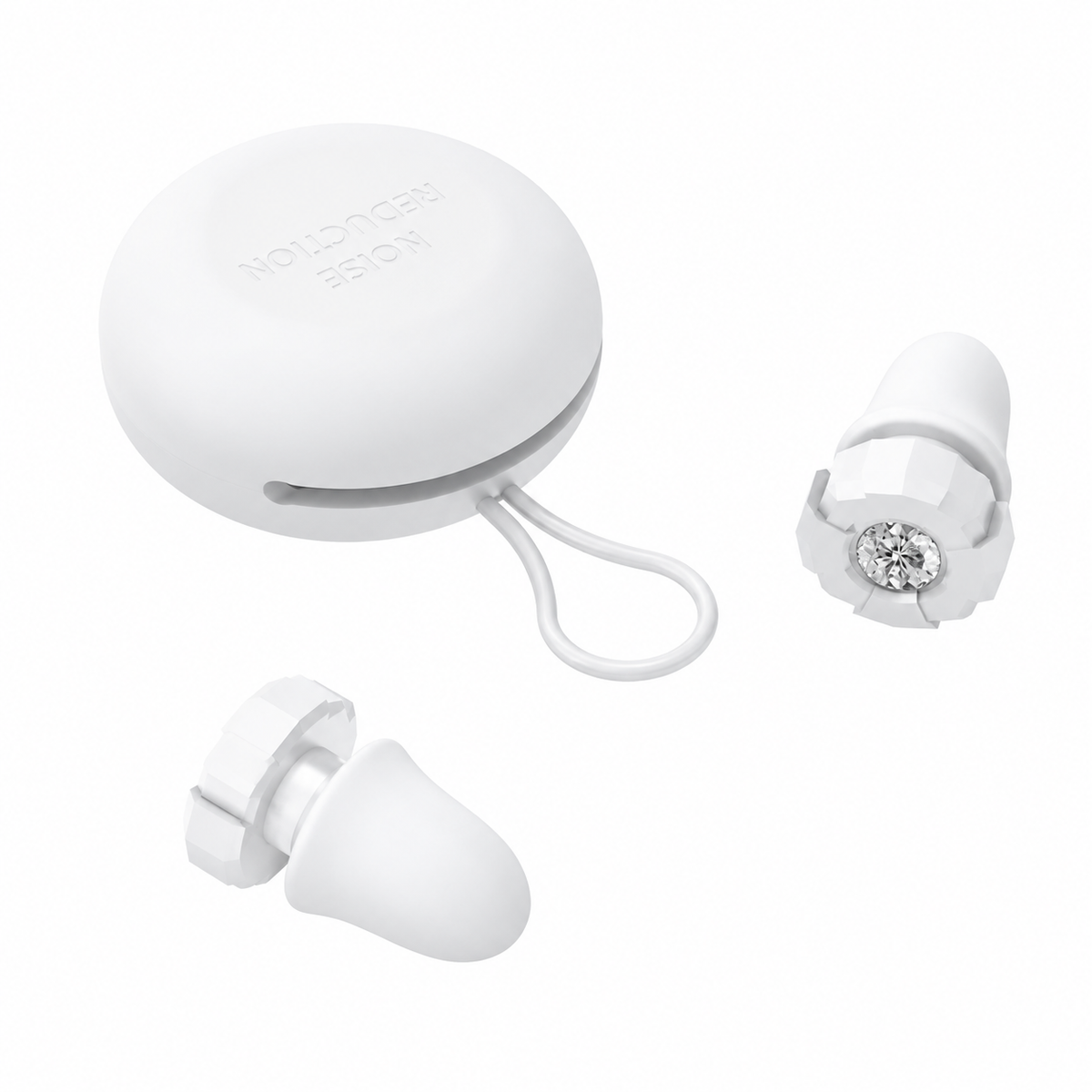 White Luxury Diamond-Encrusted Noise Reduction Earplugs with Anti-Lost Lanyard - Soft Silicone Sleep & Study Ear Plugs for Comfortable Silence Kemu |Fashion Home Kitchen Beauty