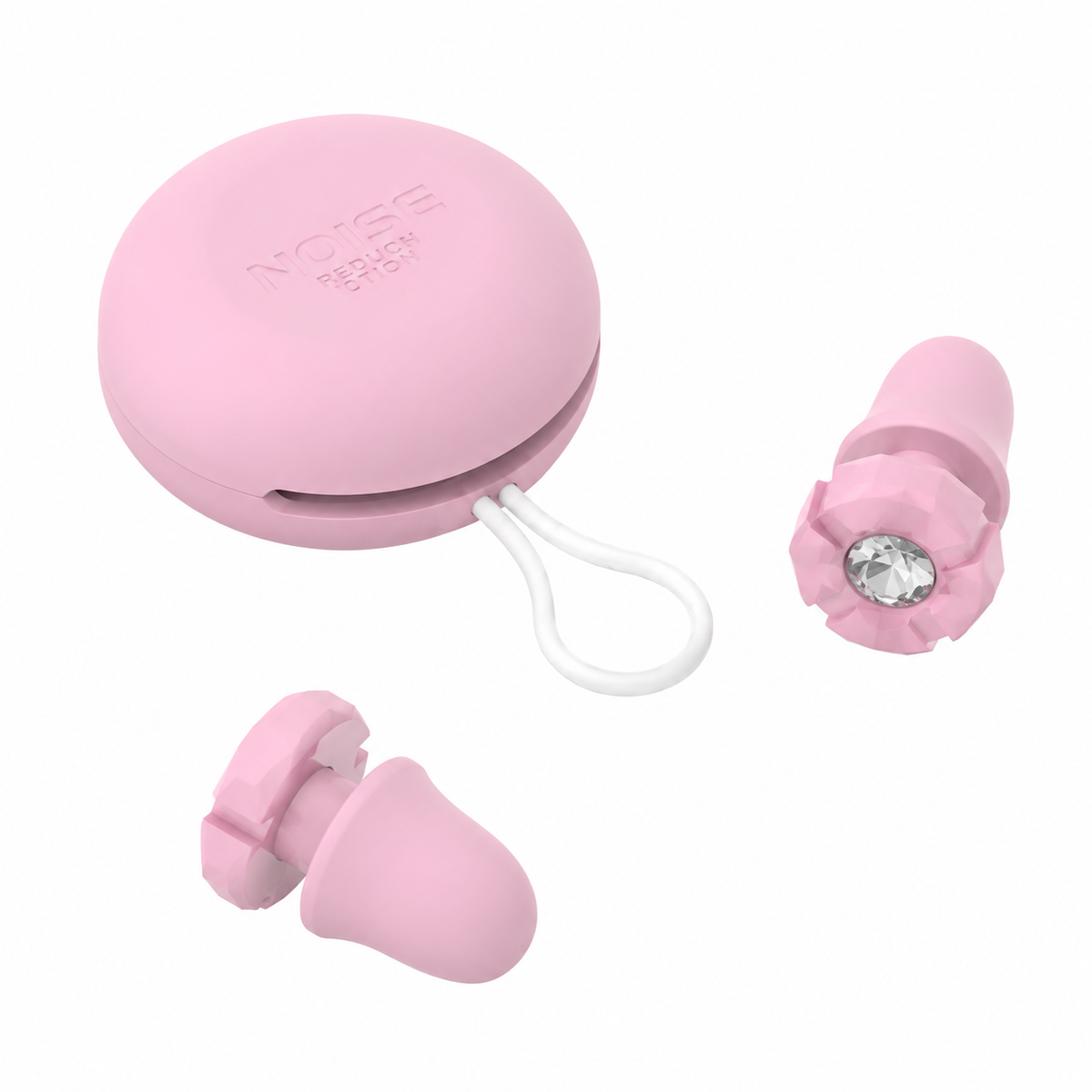 Pink Luxury Diamond-Encrusted Noise Reduction Earplugs with Anti-Lost Lanyard - Soft Silicone Sleep & Study Ear Plugs for Comfortable Silence Kemu |Fashion Home Kitchen Beauty
