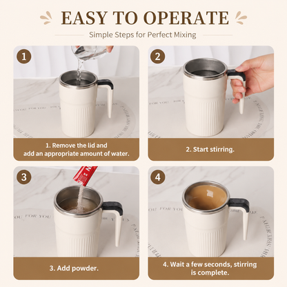 White Self Stirring Coffee Mug Electric Temperature Display Cup 14.4cm (5.67in) Stainless Steel Insulated Travel Mug with 3-Piece Stainless Steel Straw Set for Coffee Milk Protein Shakes Kemu |Fashion Home Kitchen Beauty