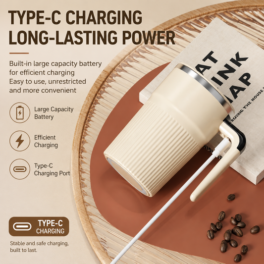 White Electric Self Stirring Mug with Temperature Display Type-C Rechargeable Insulated Coffee Mixing Cup Portable Magnetic Stirring Mug for Coffee Milk Protein Shake Home Office Use Kemu |Fashion Home Kitchen Beauty