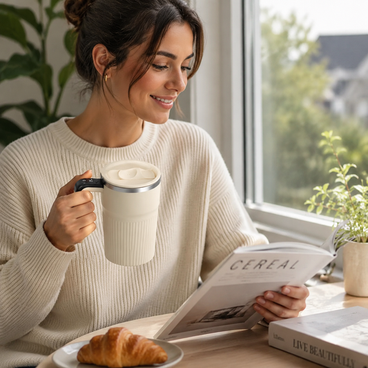 White Electric Self Stirring Mug with Temperature Display Type-C Rechargeable Insulated Coffee Mixing Cup Portable Magnetic Stirring Mug for Coffee Milk Protein Shake Home Office Use Kemu |Fashion Home Kitchen Beauty