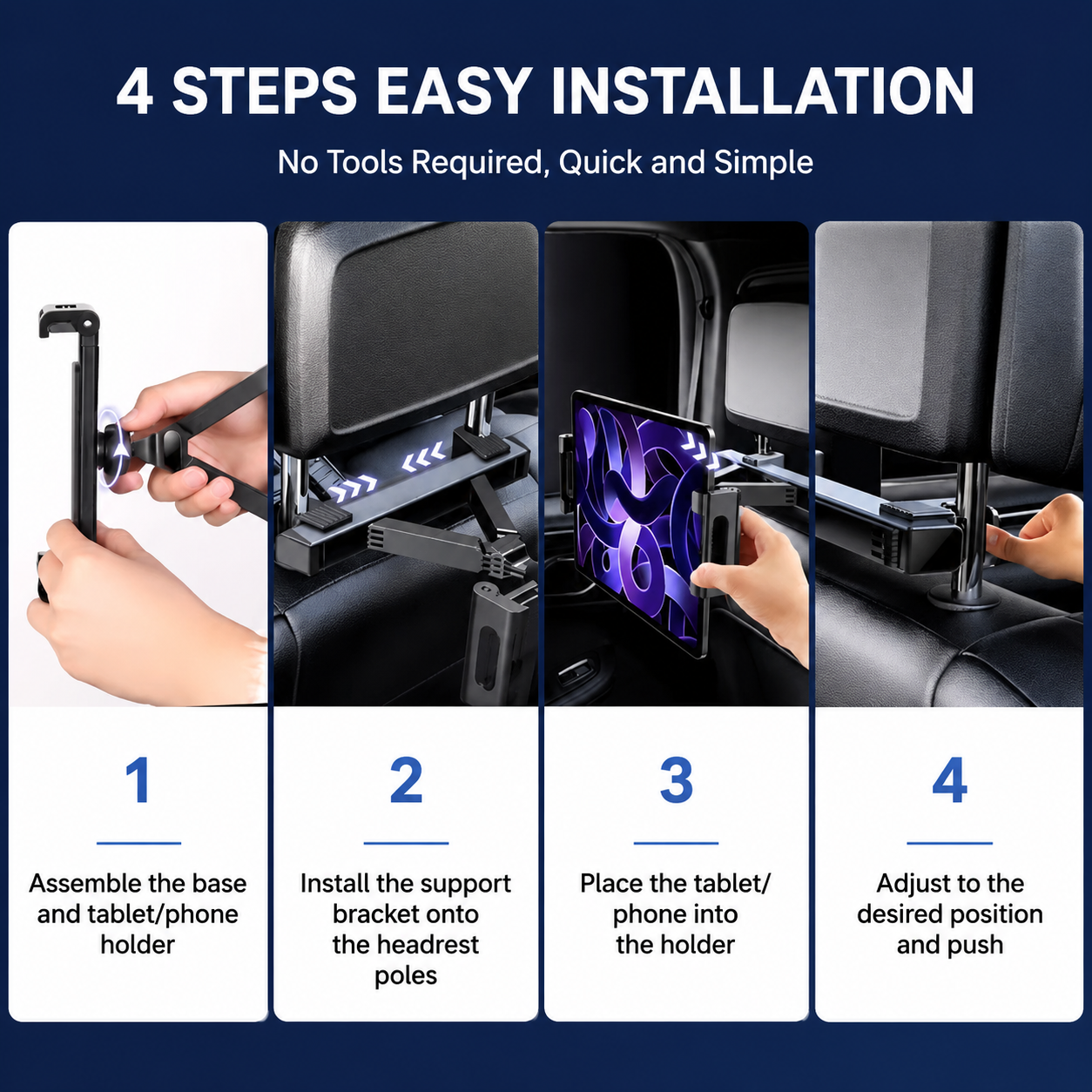 360° Rotating Car Back Seat Tablet & Phone Holder – Adjustable Headrest Mount for 4.7–12.9 Inch Devices, Universal Car Rear Entertainment Stand Kemu |Fashion Home Kitchen Beauty