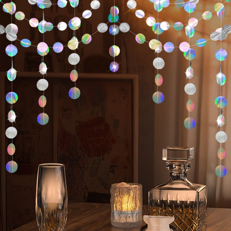 Iridescent Circle Garland 2 Pack 3m Each Holographic Hanging Party Decoration Circular Bunting Streamer Birthday Wedding Event Decor Lightweight Easy Setup Kemu |Fashion Home Kitchen Beauty