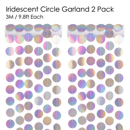 Iridescent Circle Garland 2 Pack 3m Each Holographic Hanging Party Decoration Circular Bunting Streamer Birthday Wedding Event Decor Lightweight Easy Setup Kemu |Fashion Home Kitchen Beauty