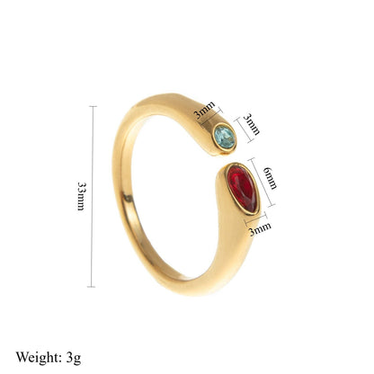 Adjustable Birthstone(June) Open Ring Set 18K Gold Plated Stainless Steel Minimalist Dainty Stackable Gemstone Rings Personalized Jewelry Gift Box Included Everyday Wear Gift Kemu |Fashion Home Kitchen Beauty