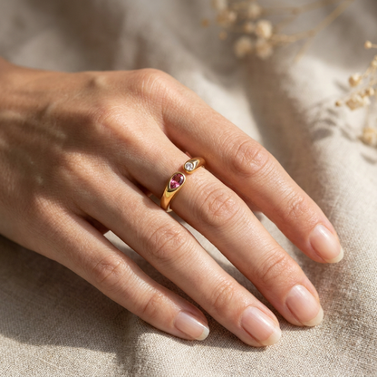 Adjustable Birthstone(July) Open Ring Set 18K Gold Plated Stainless Steel Minimalist Dainty Stackable Gemstone Rings Personalized Jewelry Gift Box Included Everyday Wear Gift Kemu |Fashion Home Kitchen Beauty