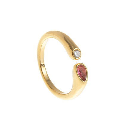 Adjustable Birthstone(July) Open Ring Set 18K Gold Plated Stainless Steel Minimalist Dainty Stackable Gemstone Rings Personalized Jewelry Gift Box Included Everyday Wear Gift Kemu |Fashion Home Kitchen Beauty