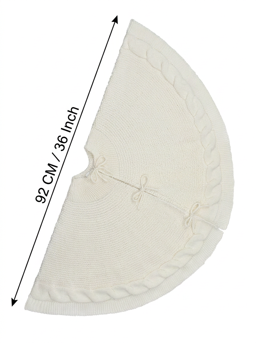 Knitted Christmas Tree Skirt 36 Inch White Round Tree Base Cover with Cable Knit Border Soft Holiday Tree Skirt Rustic Christmas Decor for Home Fireplace Party Festive Gift Display Kemu |Fashion Home Kitchen Beauty