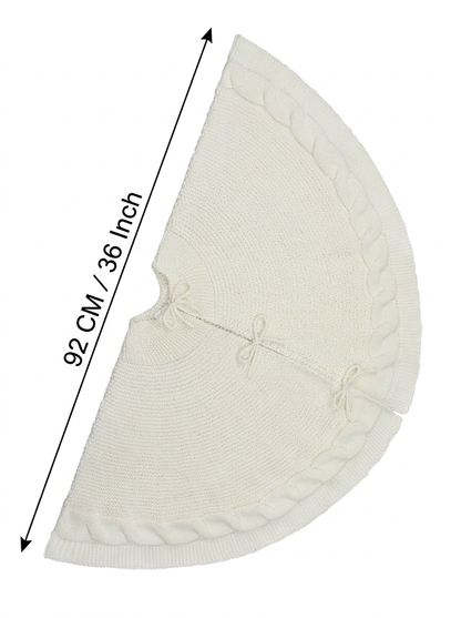 Knitted Christmas Tree Skirt 36 Inch White Round Tree Base Cover with Cable Knit Border Soft Holiday Tree Skirt Rustic Christmas Decor for Home Fireplace Party Festive Gift Display Kemu |Fashion Home Kitchen Beauty