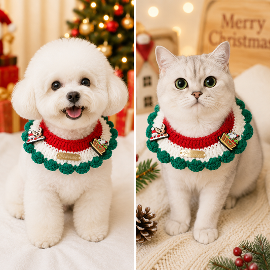 Christmas Pet Collar（Snowman, deer, old man） Knitted Festive Dog Cat Collar Red Green Adjustable Soft Lightweight Holiday Pet Accessories for Small Dogs and Cats  Party Wear Kemu |Fashion Home Kitchen Beauty