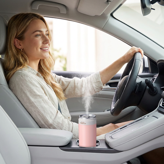 Pink USB Rechargeable Humidifier Aroma Diffuser Mini Can Mist Maker Portable Car Home Desktop Air Moisturizer with LED Light Kemu |Fashion Home Kitchen Beauty