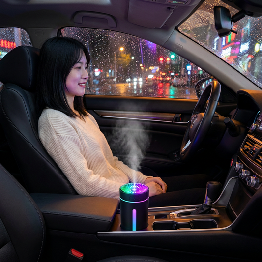 Black USB Rechargeable Car Aroma Diffuser Humidifier with Ambient Light, 300ml Portable Mist Air Freshener for Vehicle Office Home Kemu |Fashion Home Kitchen Beauty