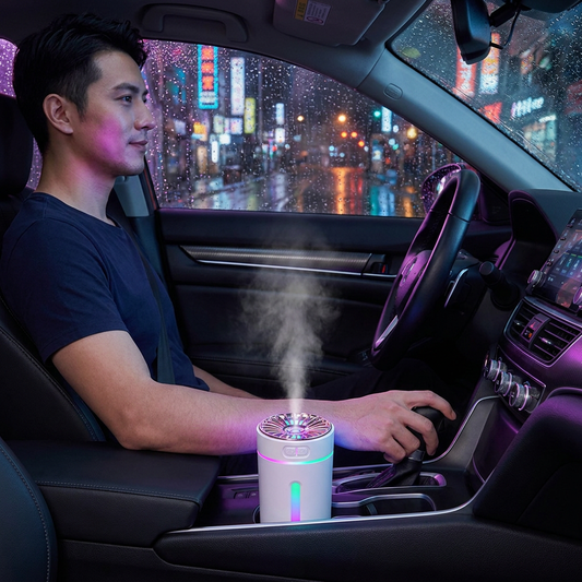 White USB Rechargeable Car Aroma Diffuser Humidifier with Ambient Light, 300ml Portable Mist Air Freshener for Vehicle Office Home Kemu |Fashion Home Kitchen Beauty