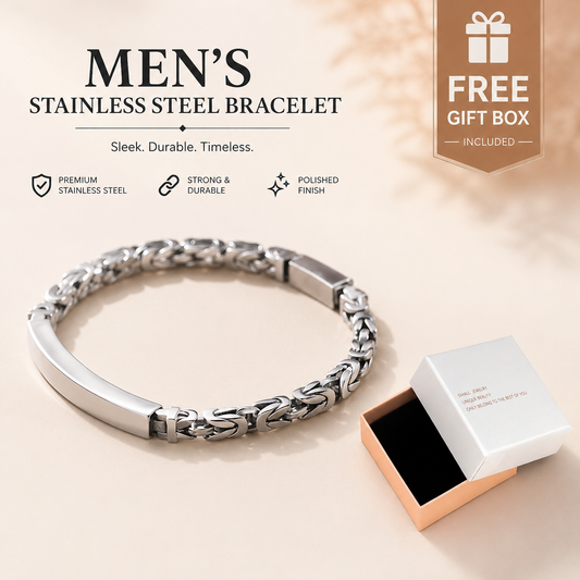 Men's Stainless Steel Byzantine Link Bracelet 22cm (8.66in) – Vintage Woven Chain Bangle, Minimalist ID Plate, Secure Clasp, Everyday Casual, Business, Anniversary Gift Kemu |Fashion Home Kitchen Beauty