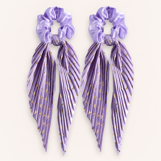 Purple Vintage Ribbon Ponytail Scrunchie 2 Pack for Women Pleated Satin Hair Tie with Long Ribbon Tails Elegant Retro Hair Accessory for Ponytail Styling Daily Wear Party Travel Gift Kemu |Fashion Home Kitchen Beauty