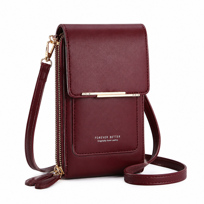 Red Touch Screen Phone Wallet Crossbody Bag for Women Vertical PU Leather Purse with Card Holder Zipper Pocket Adjustable Strap for Travel Shopping Everyday Use Kemu |Fashion Home Kitchen Beauty