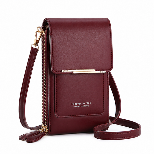 Red Touch Screen Phone Wallet Crossbody Bag for Women Vertical PU Leather Purse with Card Holder Zipper Pocket Adjustable Strap for Travel Shopping Everyday Use Kemu |Fashion Home Kitchen Beauty