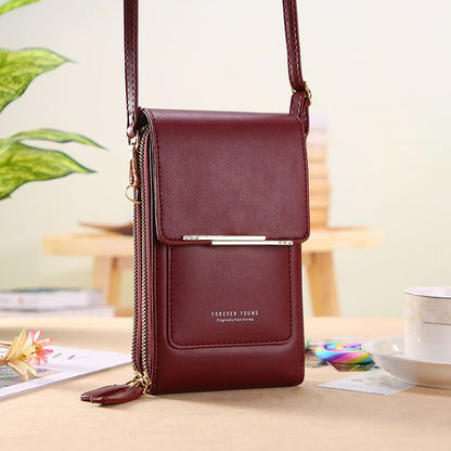 Red Touch Screen Phone Wallet Crossbody Bag for Women Vertical PU Leather Purse with Card Holder Zipper Pocket Adjustable Strap for Travel Shopping Everyday Use Kemu |Fashion Home Kitchen Beauty