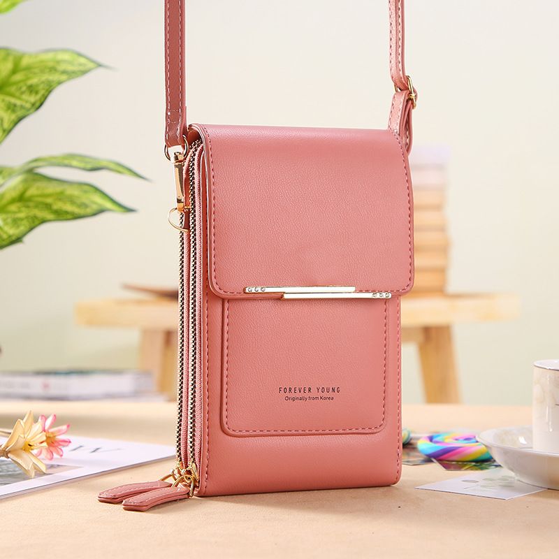 Pink Touch Screen Phone Wallet Crossbody Bag for Women Vertical PU Leather Purse with Card Holder Zipper Pocket Adjustable Strap for Travel Shopping Everyday Use Kemu |Fashion Home Kitchen Beauty