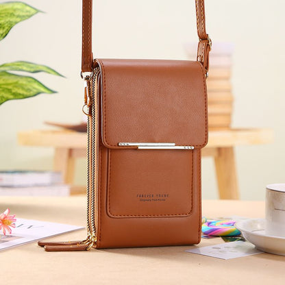 Brown Touch Screen Phone Wallet Crossbody Bag for Women Vertical PU Leather Purse with Card Holder Zipper Pocket Adjustable Strap for Travel Shopping Everyday Use Kemu |Fashion Home Kitchen Beauty