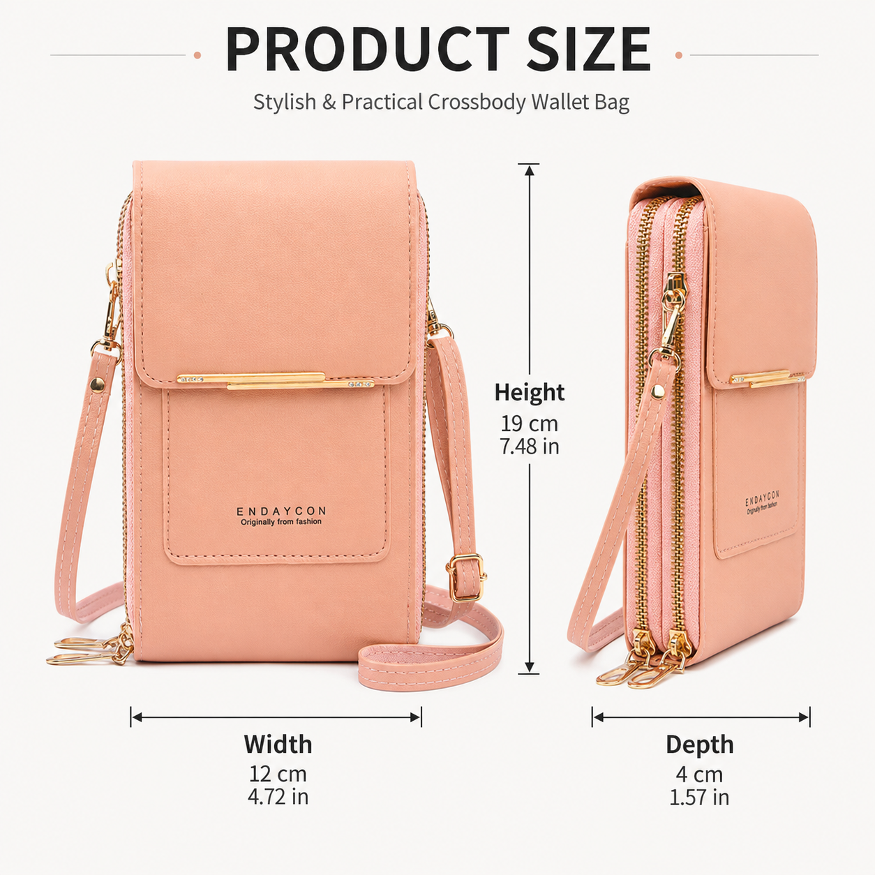 Brown Touch Screen Phone Wallet Crossbody Bag for Women Vertical PU Leather Purse with Card Holder Zipper Pocket Adjustable Strap for Travel Shopping Everyday Use Kemu |Fashion Home Kitchen Beauty