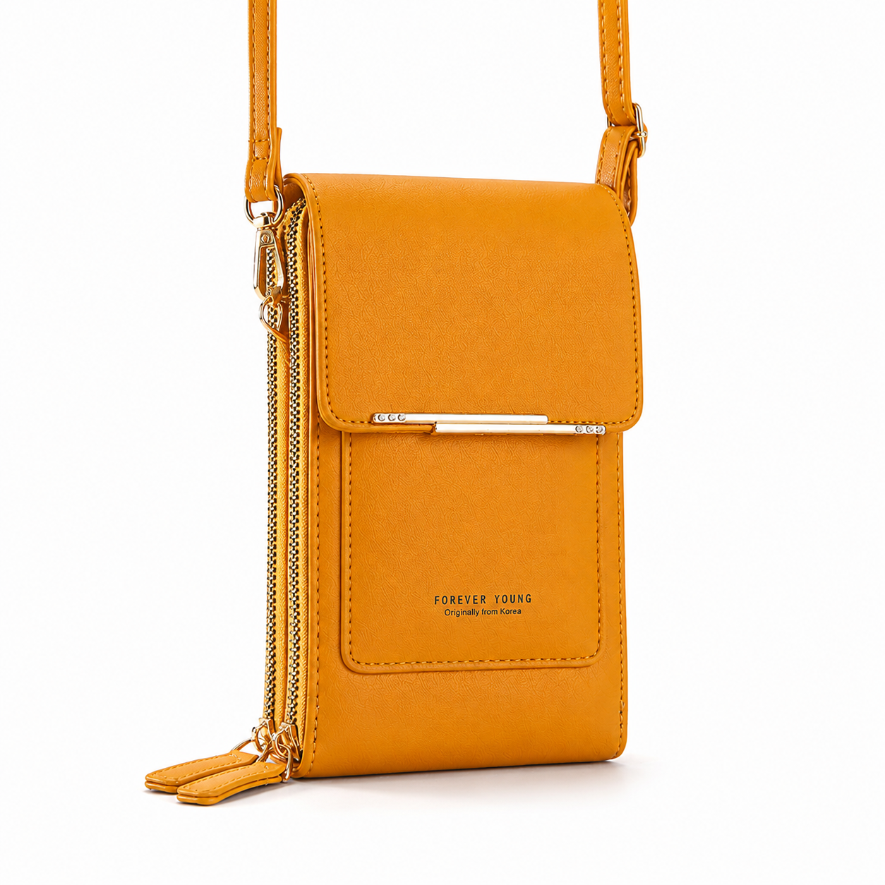 Yellow Touch Screen Phone Wallet Crossbody Bag for Women Vertical PU Leather Purse with Card Holder Zipper Pocket Adjustable Strap for Travel Shopping Everyday Use Kemu |Fashion Home Kitchen Beauty