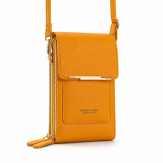 Yellow Touch Screen Phone Wallet Crossbody Bag for Women Vertical PU Leather Purse with Card Holder Zipper Pocket Adjustable Strap for Travel Shopping Everyday Use Kemu |Fashion Home Kitchen Beauty