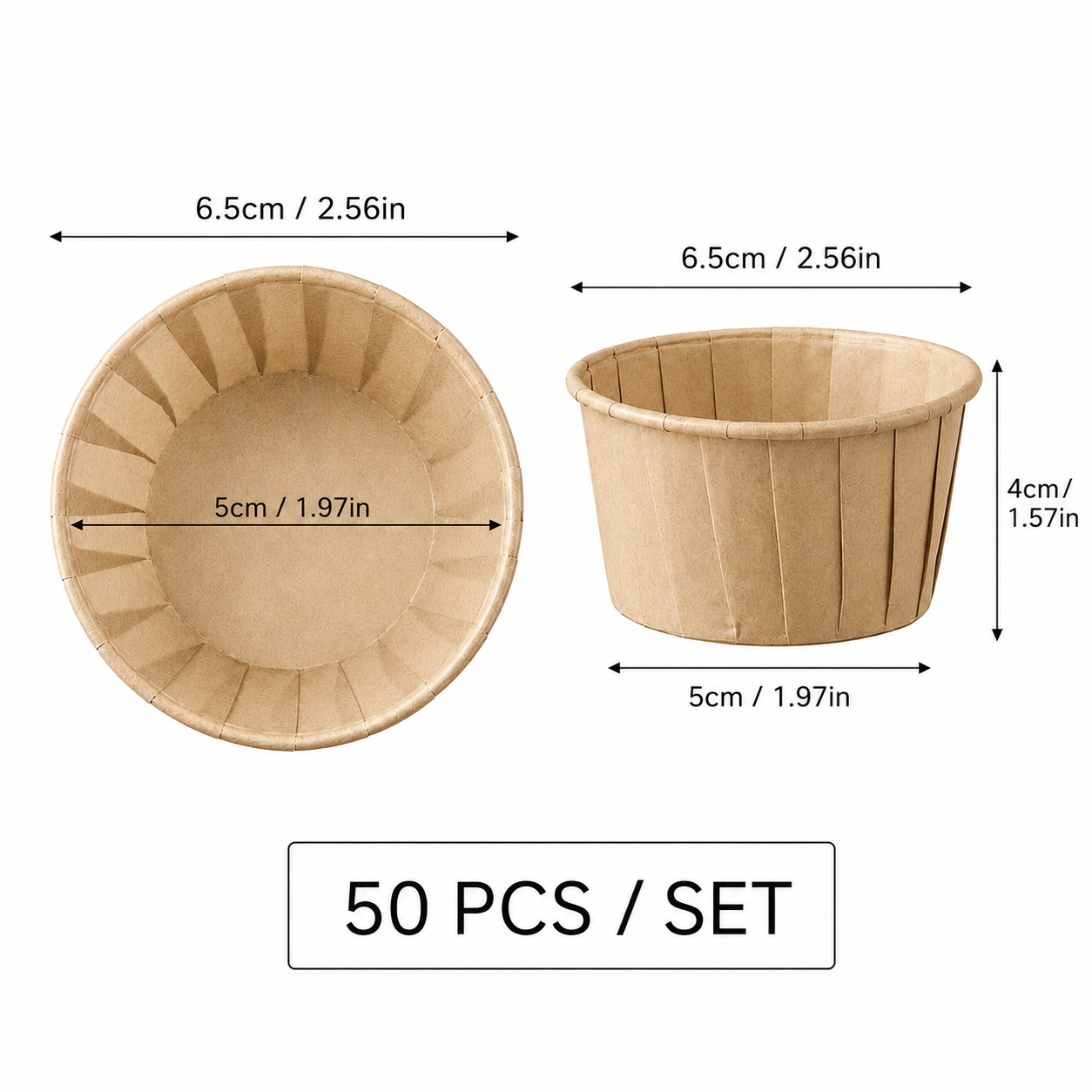 Light Brown 50Pcs Cupcake Baking Cups 2.56in Greaseproof Paper Liners for Muffins Cupcakes Air Fryer and Dessert Baking, Disposable Fluted Baking Cups for Home Kitchen Use Kemu |Fashion Home Kitchen Beauty