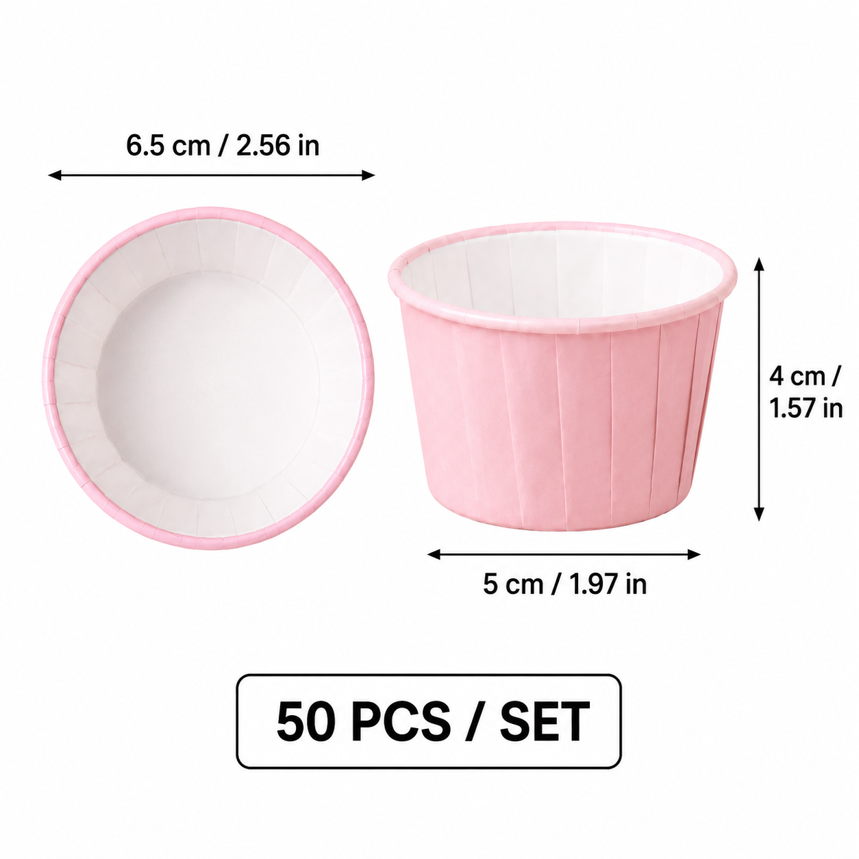 Pink 50Pcs Cupcake Baking Cups 2.56in Greaseproof Paper Liners for Muffins Cupcakes Air Fryer and Dessert Baking, Disposable Fluted Baking Cups for Home Kitchen Use Kemu |Fashion Home Kitchen Beauty