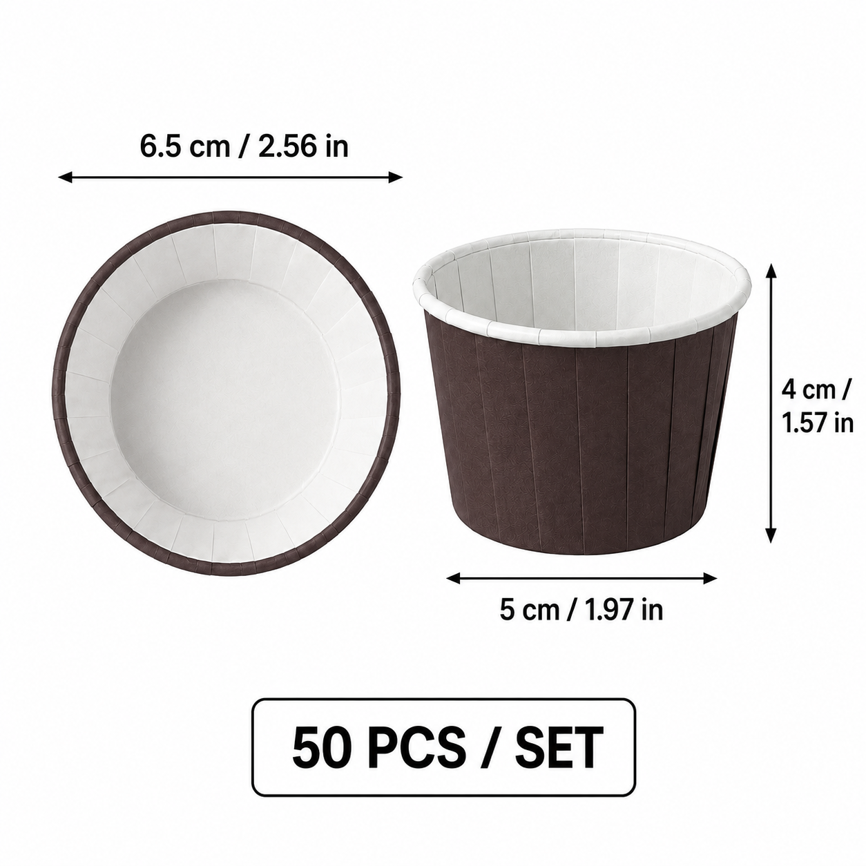 Dark Brown 50Pcs Cupcake Baking Cups 2.56in Greaseproof Paper Liners for Muffins Cupcakes Air Fryer and Dessert Baking, Disposable Fluted Baking Cups for Home Kitchen Use Kemu |Fashion Home Kitchen Beauty