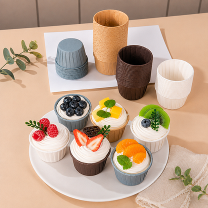 Blue 50Pcs Cupcake Baking Cups 2.56in Greaseproof Paper Liners for Muffins Cupcakes Air Fryer and Dessert Baking, Disposable Fluted Baking Cups for Home Kitchen Use Kemu |Fashion Home Kitchen Beauty
