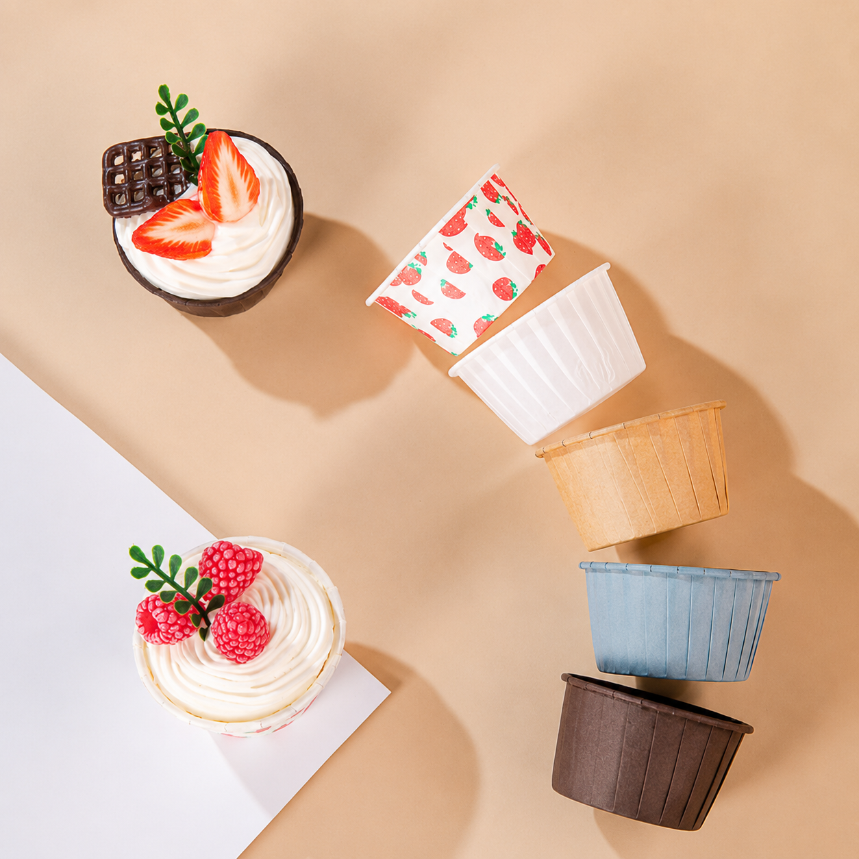 Blue 50Pcs Cupcake Baking Cups 2.56in Greaseproof Paper Liners for Muffins Cupcakes Air Fryer and Dessert Baking, Disposable Fluted Baking Cups for Home Kitchen Use Kemu |Fashion Home Kitchen Beauty