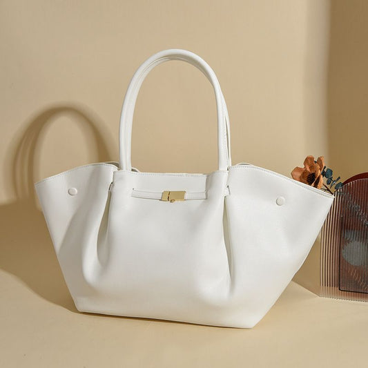 White Women's Wings Shape New York Slouchy Tote Bag (61 x 13 x 29CM) - Soft Textured PU, Oversized Dumpling Shoulder Handbag with Magnetic Closure, Organised Pockets and Metal Feet Kemu |Fashion Home Kitchen Beauty