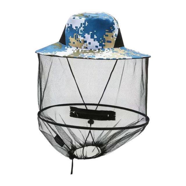 Camouflage-1 Foldable Mosquito Net Fishing Hat with Storage Bag - Wide Brim Sun Shade and Adjustable Dense Mesh Face Veil, Outdoor Headwear for Angling & Leisure Kemu |Fashion Home Kitchen Beauty
