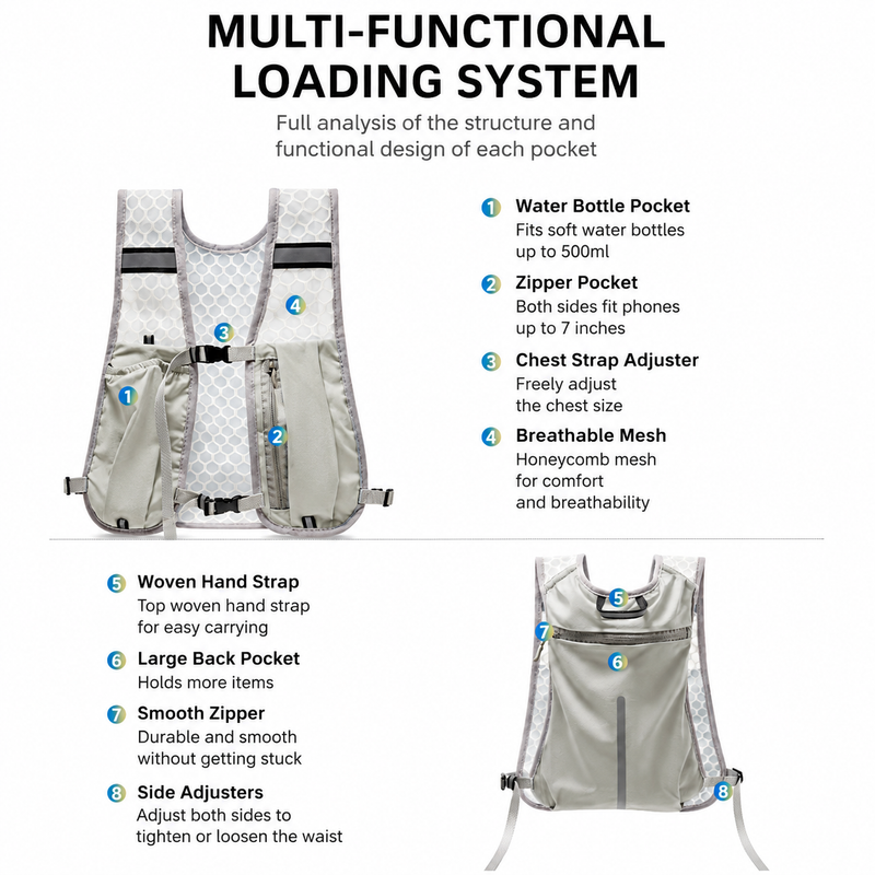Blue Lightweight Running Hydration Vest Backpack + 500ML Water Bottle - Breathable Mesh Reflective Sports Pack with 4 Straps, Cup / Phone Holder and Back Zipper Pocket for Marathon Hiking Cycling Trail Running Kemu |Fashion Home Kitchen Beauty