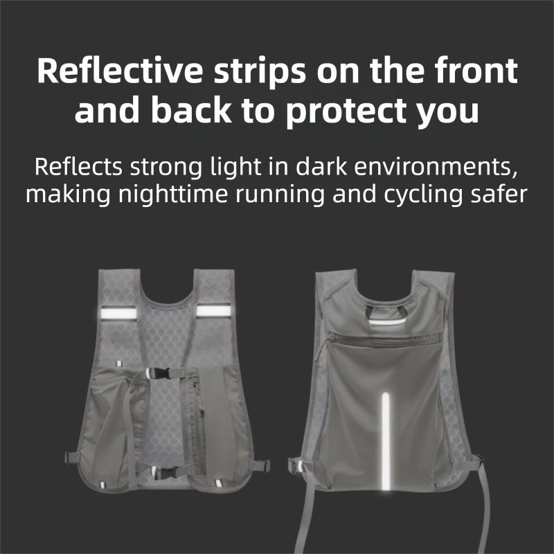Grey Lightweight Running Hydration Vest Backpack + 500ML Water Bottle - Breathable Mesh Reflective Sports Pack with 4 Straps, Cup / Phone Holder and Back Zipper Pocket for Marathon Hiking Cycling Trail Running Kemu |Fashion Home Kitchen Beauty